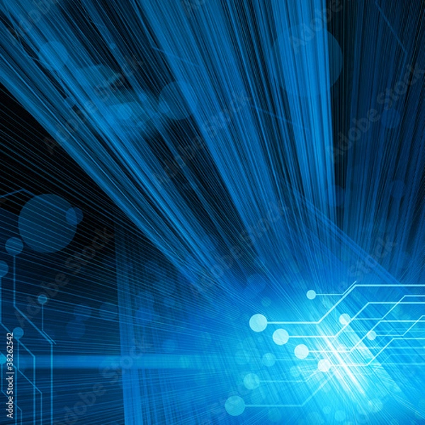 Fototapeta technological background with circuit and beams