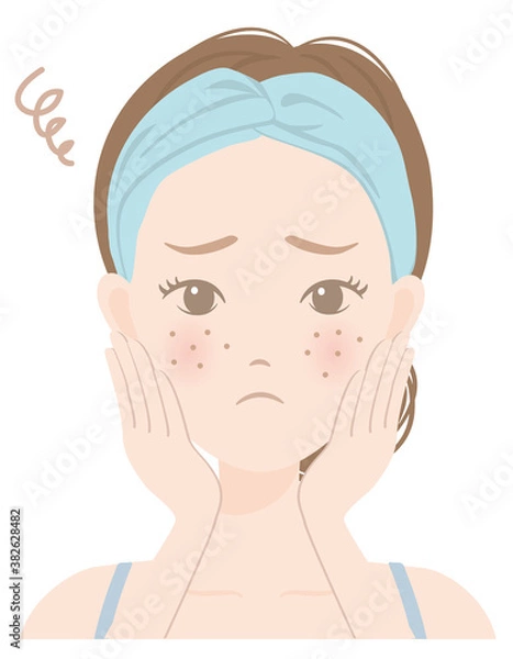 Fototapeta スキンケアをしている女性（肌荒れ）