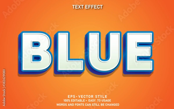 Obraz Editable Text Effect Blue Premium Vector