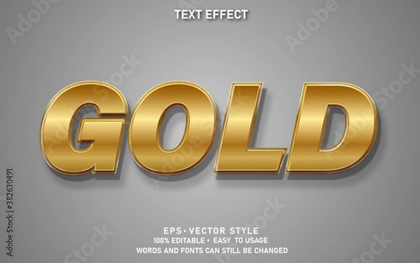 Obraz Editable Text Effect Simple Gold Premium Vector