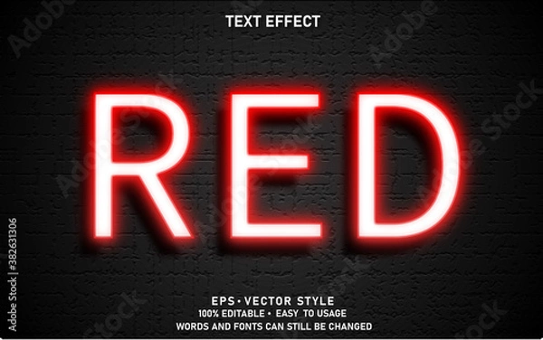 Obraz Editable Text Effect Red Premium Vector