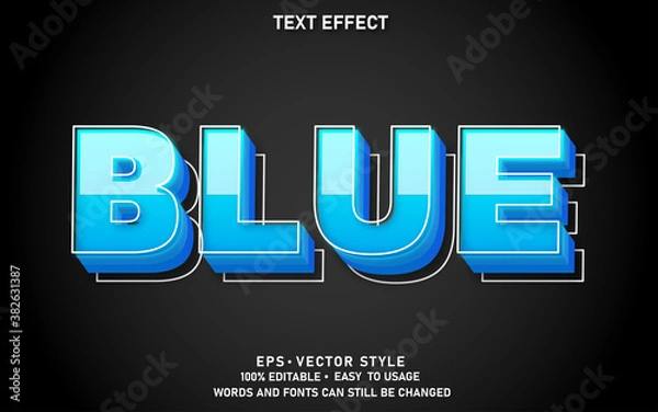 Obraz Modern Editable Text Effect Blue Premium Vector