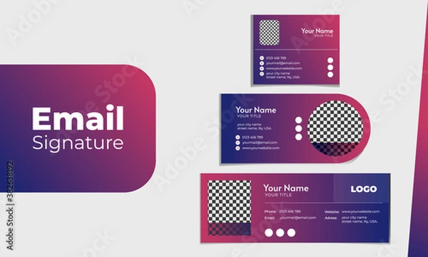 Fototapeta Set of Flat & Modern Email Signature Templates. Editable & scalable to any size.