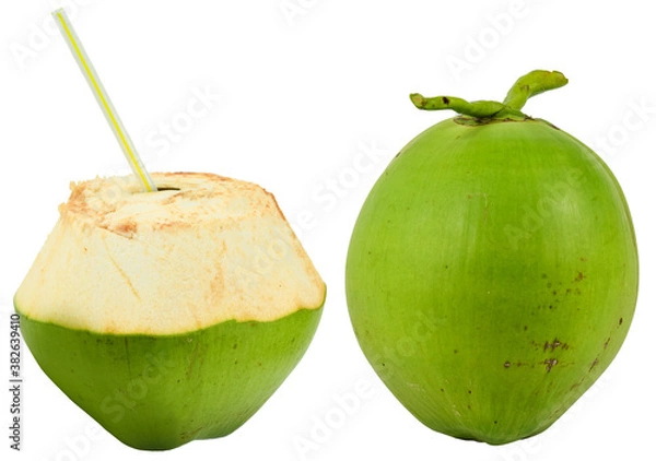 Obraz The coconut  young green is completely separated from the white background.