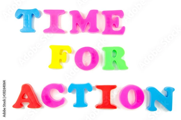 Fototapeta time for action written in fridge magnets