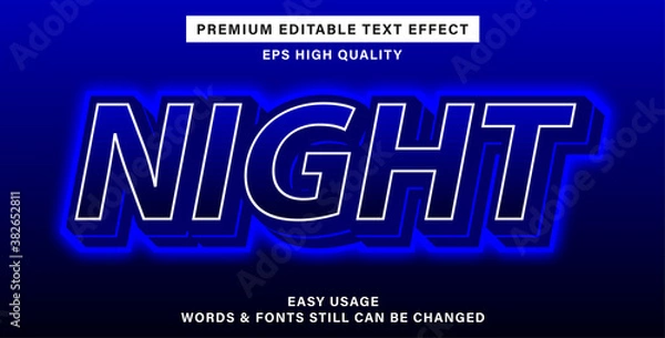 Obraz Editable text effect night
