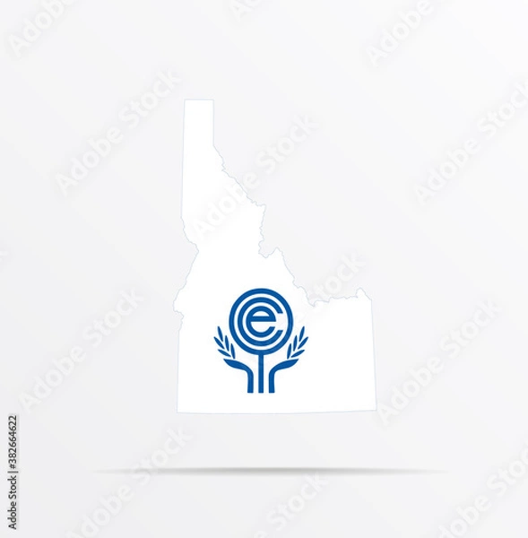 Fototapeta Vector map State of Idaho combined with Economic Cooperation Organization (ECO) flag.