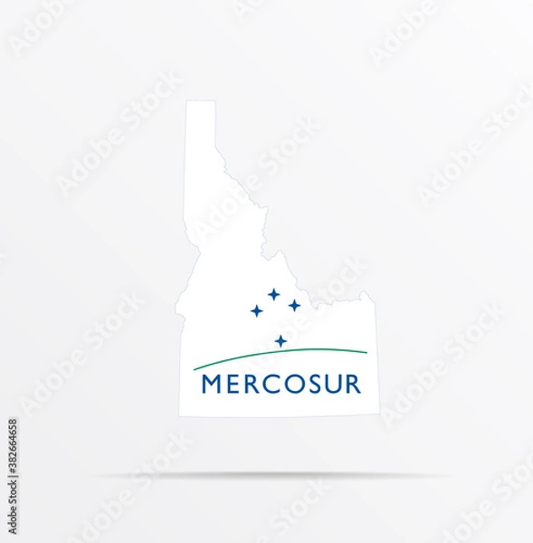 Fototapeta Vector map State of Idaho combined with Southern Common Market (Mercosur) flag.