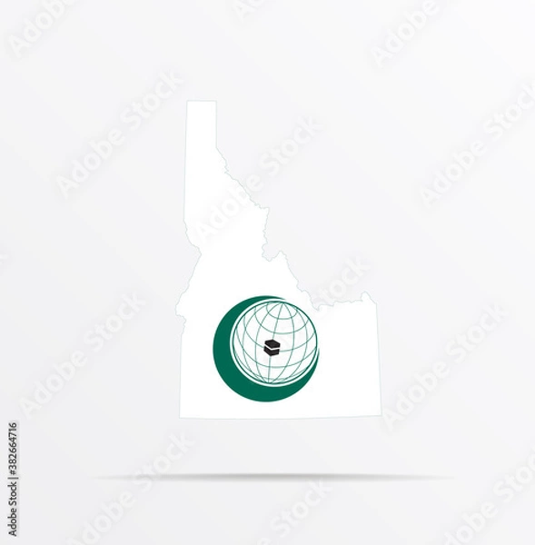 Fototapeta Vector map State of Idaho combined with Organisation of Islamic Cooperation (OIC) flag.