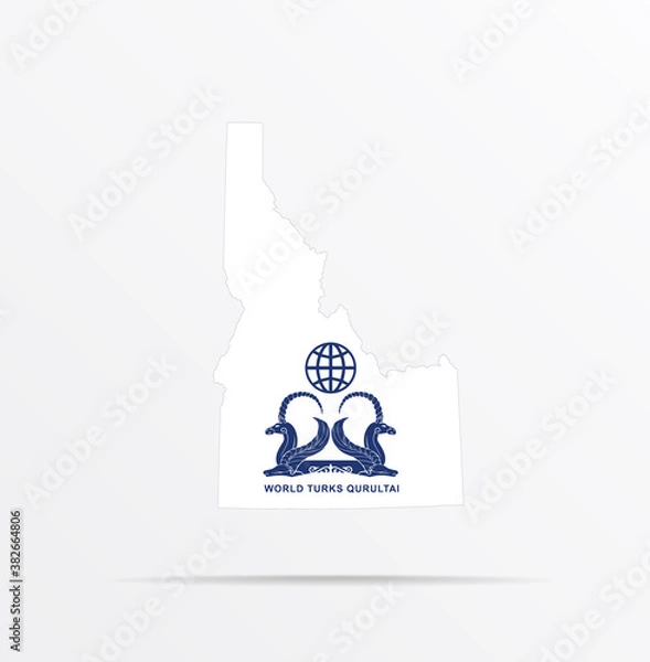 Fototapeta Vector map State of Idaho combined with World Turks Qurultai (WTQ) flag.