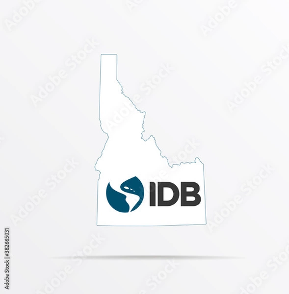 Fototapeta Vector map State of Idaho combined with Inter-American Development Bank flag.