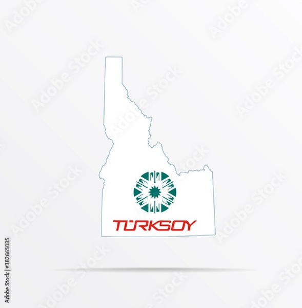 Fototapeta Vector map State of Idaho combined with International Organization of Turkic Culture flag.