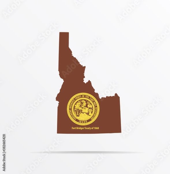 Fototapeta Vector map State of Idaho combined with Fort Hall Indian Reservation flag.