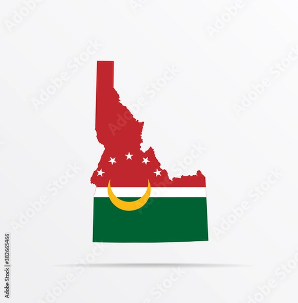 Fototapeta Vector map State of Idaho combined with Arab Maghreb Union (AMU) flag.