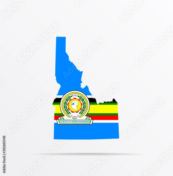 Fototapeta Vector map State of Idaho combined with East African Community (EAC) flag.