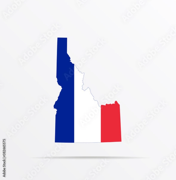Fototapeta Vector map State of Idaho combined with France flag.