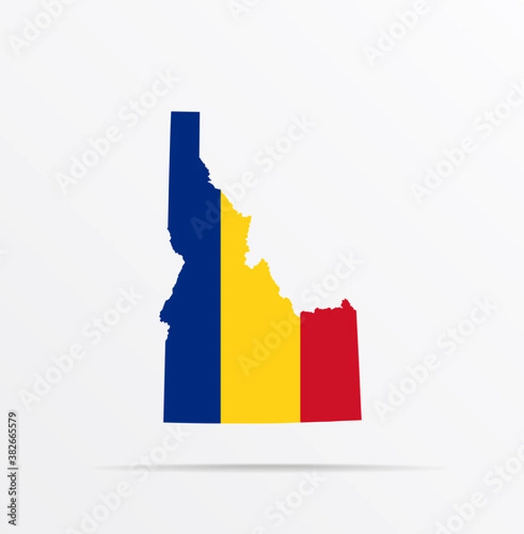 Fototapeta Vector map State of Idaho combined with Romania flag.