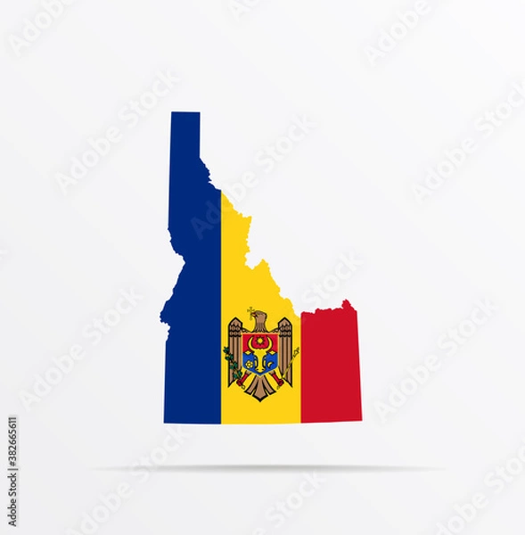 Fototapeta Vector map State of Idaho combined with Moldova flag.