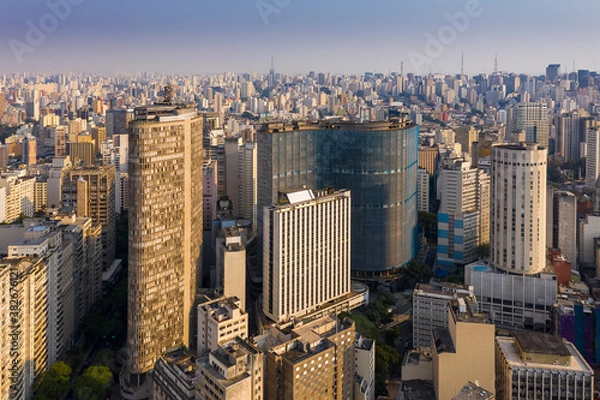 Obraz São Paulo, historic buildings in downtown Sao Paulo, seen from above, Brazil