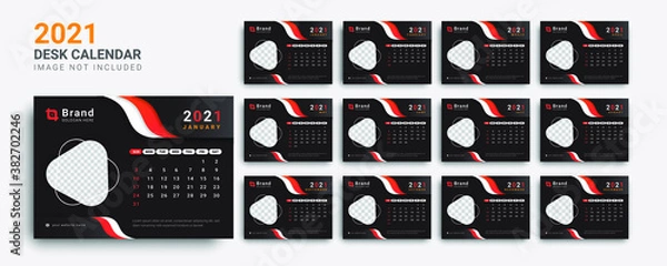 Fototapeta Desk calendar for 2021, nice and clean desk calendar design 2021