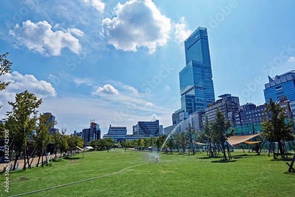Obraz 大阪ミナミ 天王寺公園 てんしばから見るハルカス