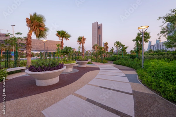 Obraz Beautiful view of the garden landscape in Bahrain Bay