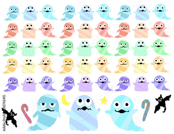 Fototapeta かわいい　おばけ　セット