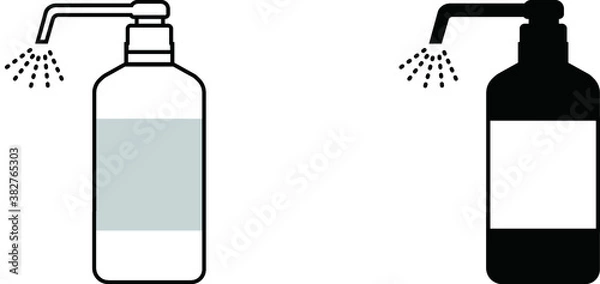 Obraz 消毒液ボトルから出るスプレー（白と黒）