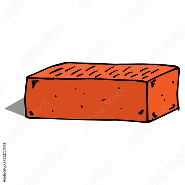 Fototapeta Brick. Red brick. Vector illustration of a red brick building. Hand drawn building red brick.