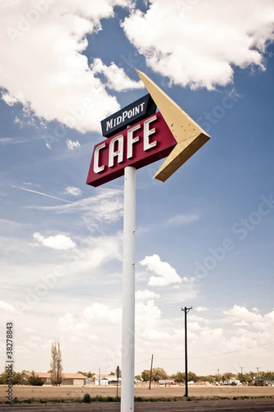 Obraz Cafe sign along historic Route 66 in Texas.