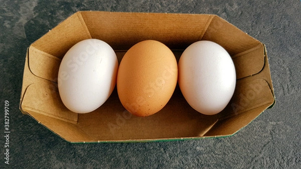 Obraz Chicken eggs in a box