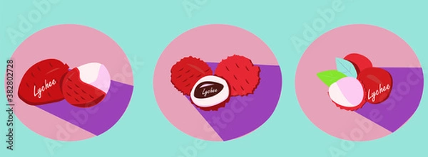 Obraz Exotic lychee fruit on a blue background in the format EPS