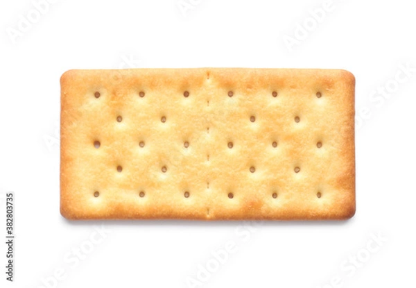 Fototapeta Delicious crispy cracker isolated on white, top view