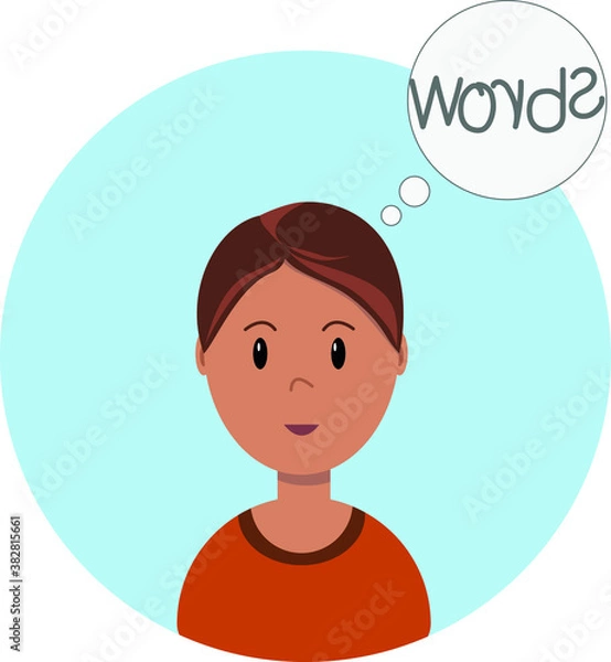 Obraz Vector illustration about dyslexia. Difficulty reading and writing