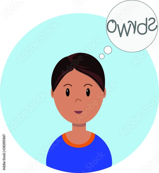 Obraz Vector illustration about dyslexia. Difficulty reading and writing
