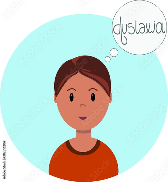 Obraz Vector illustration about dyslexia. Difficulty reading and writing