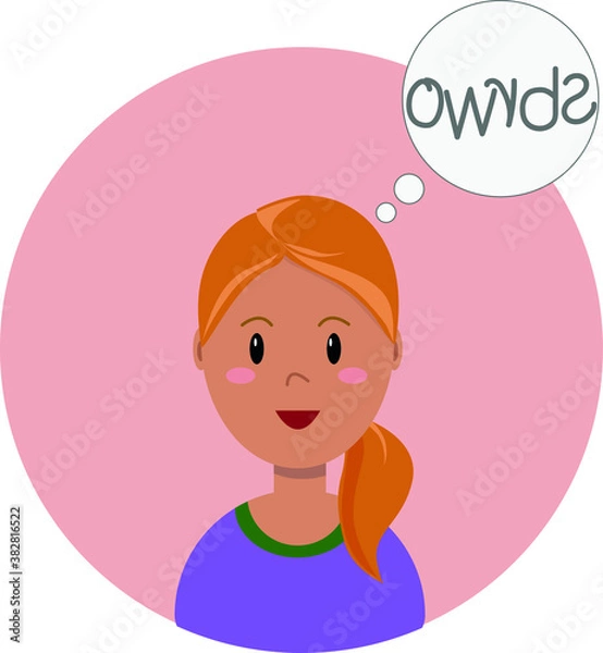 Obraz Vector illustration about dyslexia. Difficulty reading and writing