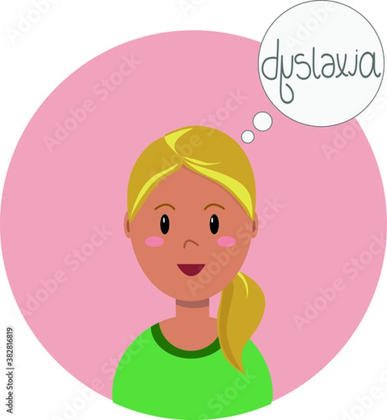 Obraz Vector illustration about dyslexia. Difficulty reading and writing