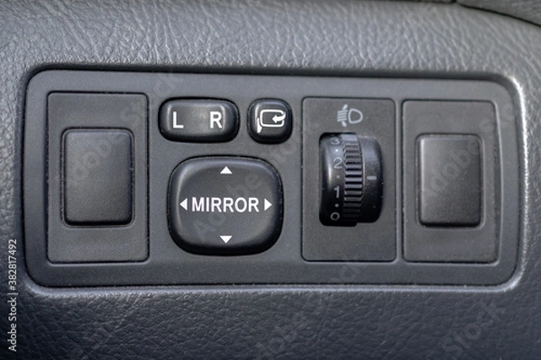 Obraz Car Mirror Control Button background. Classical car