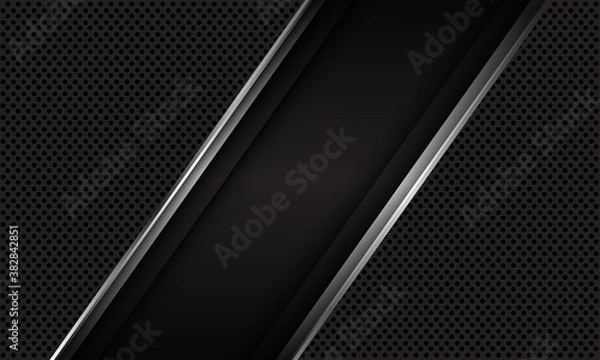 Obraz Abstract dark grey silver line banner slash on circle mesh design modern luxury futuristic. background vector illustration.