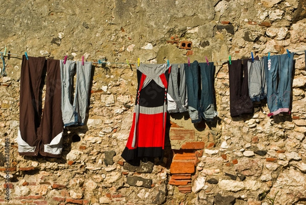 Obraz Clothes drying on a rope