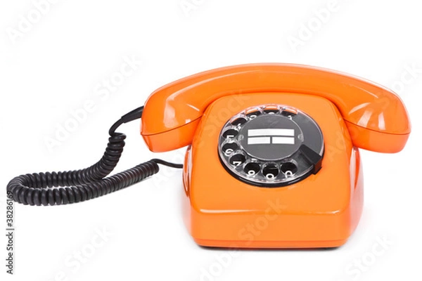Obraz classic dial phone on white