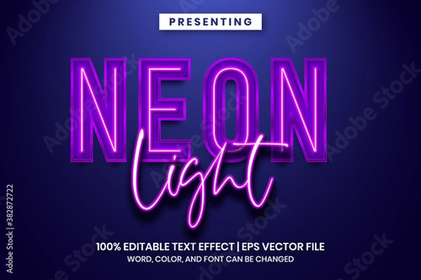 Fototapeta Neon light sign text effect