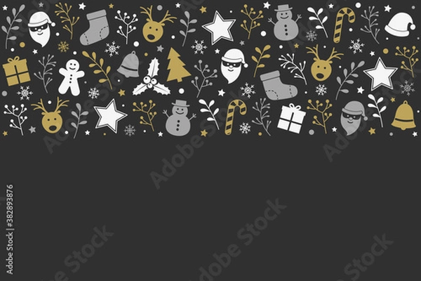 Fototapeta Concept of Christmas card with decorations. Xmas background. Vector