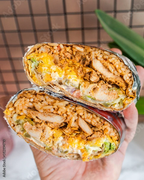 Obraz Stuffed Chicken Burrito Cross Section
