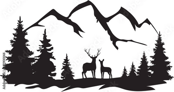 Fototapeta vector deer in the wilderness
