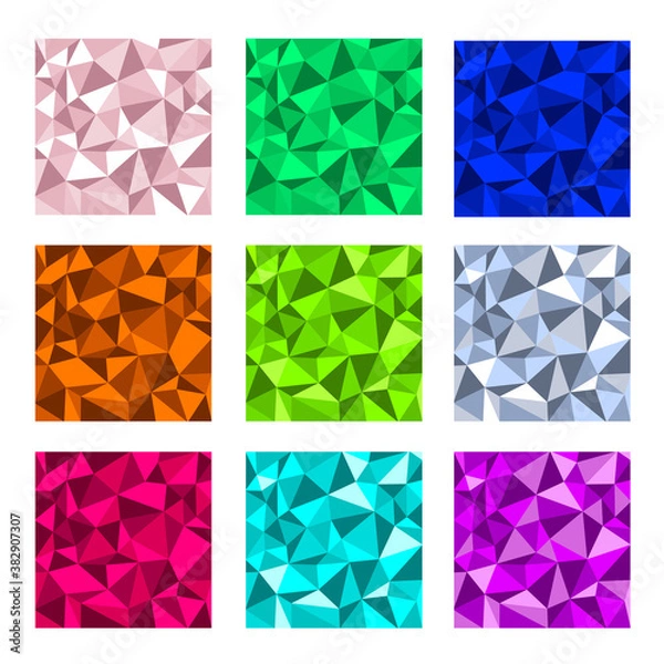 Fototapeta Polygonal triangle backgrounds colorful set. Vector illustration.