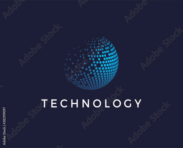 Fototapeta minimal digital world logo template - vector illustration