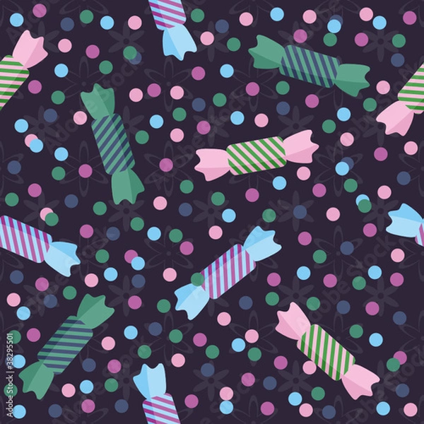 Fototapeta seamless background with candies and confetti