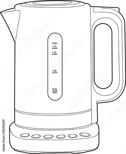 Fototapeta Professional Kettle Vector / Line Drawing. Icon, Logo, Design, Element